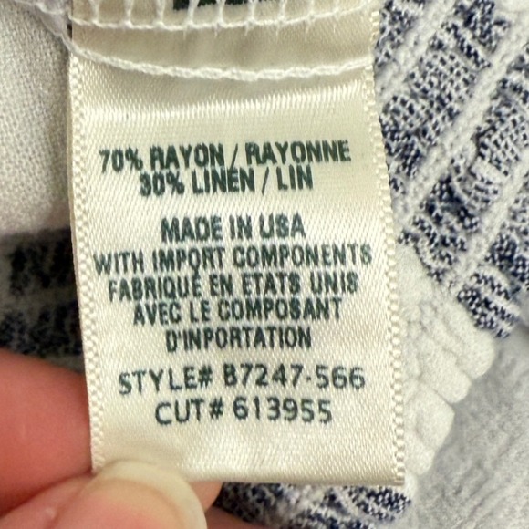 Bella Dahl Womens Pants Large Linen Blend Striped Smocked High Waist Wide‎ Leg - Picture 6 of 14